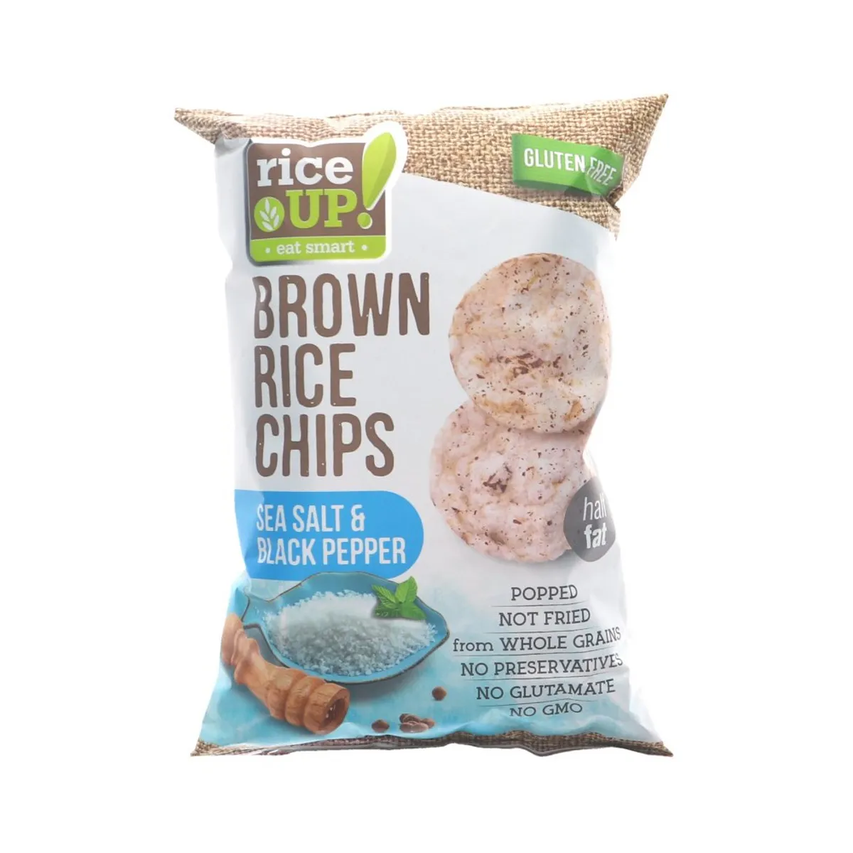 Rice Up Brown Rice Chips Sea Salt And Black Pepper 60g