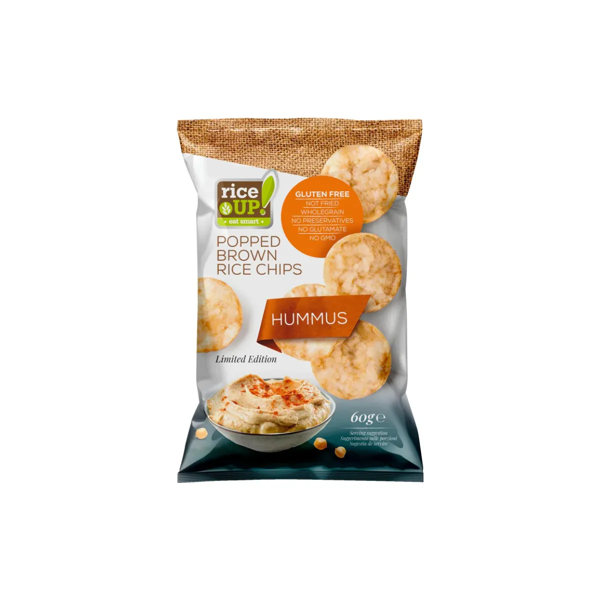 Rice Up Whole Grain Rice Chips Hummus 60g