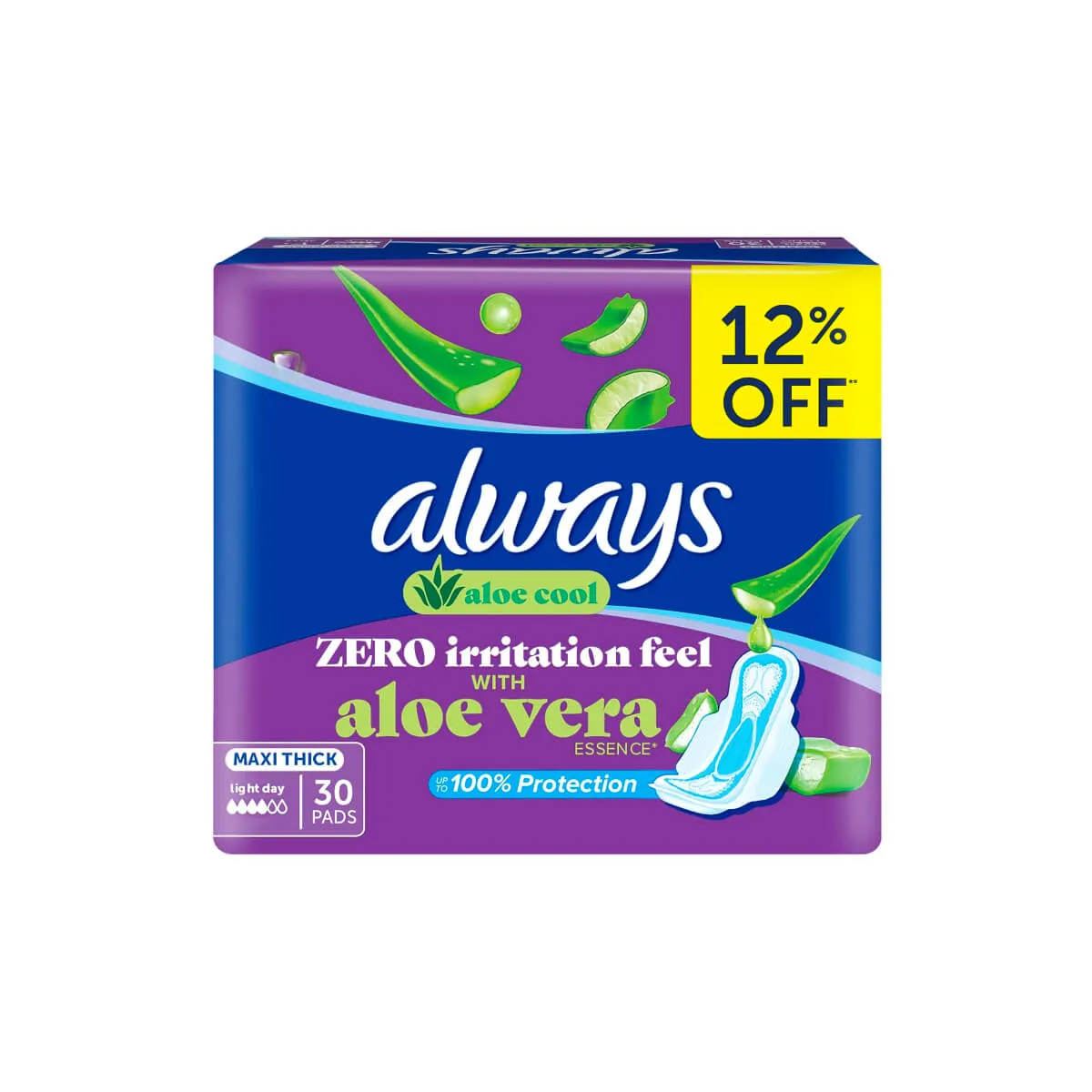 Always Aloe Cool Maxi Thick Sanitary Pads With Wings 30 Pieces