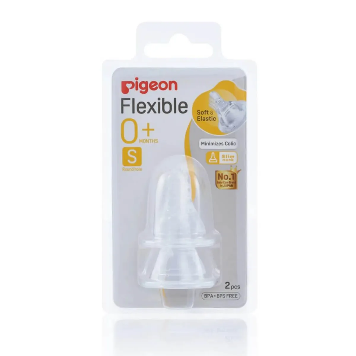 Pigeon Slim Neck Peristaltic Nipple (S) 2Pc
