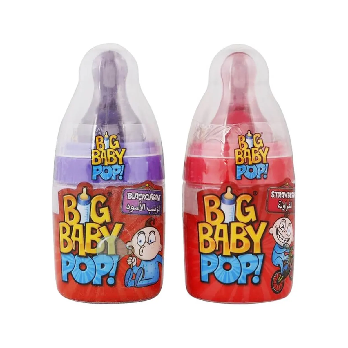 Bazooka Big Baby Pop Straw&Blackcrnt Candy 32gm