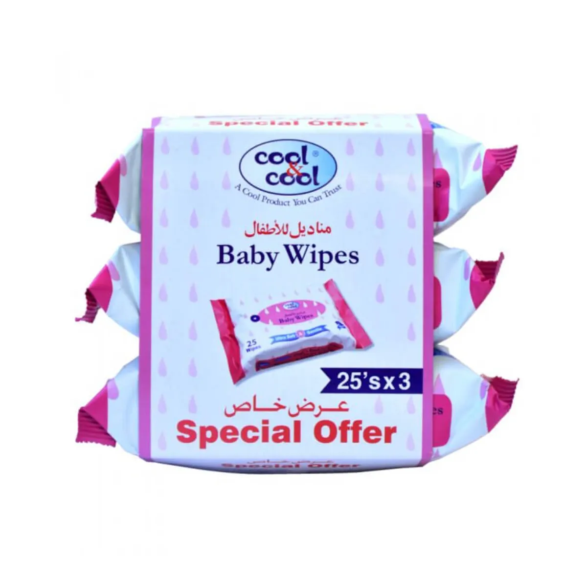 Cool & Cool Baby Wipes 25s 2+1 Free