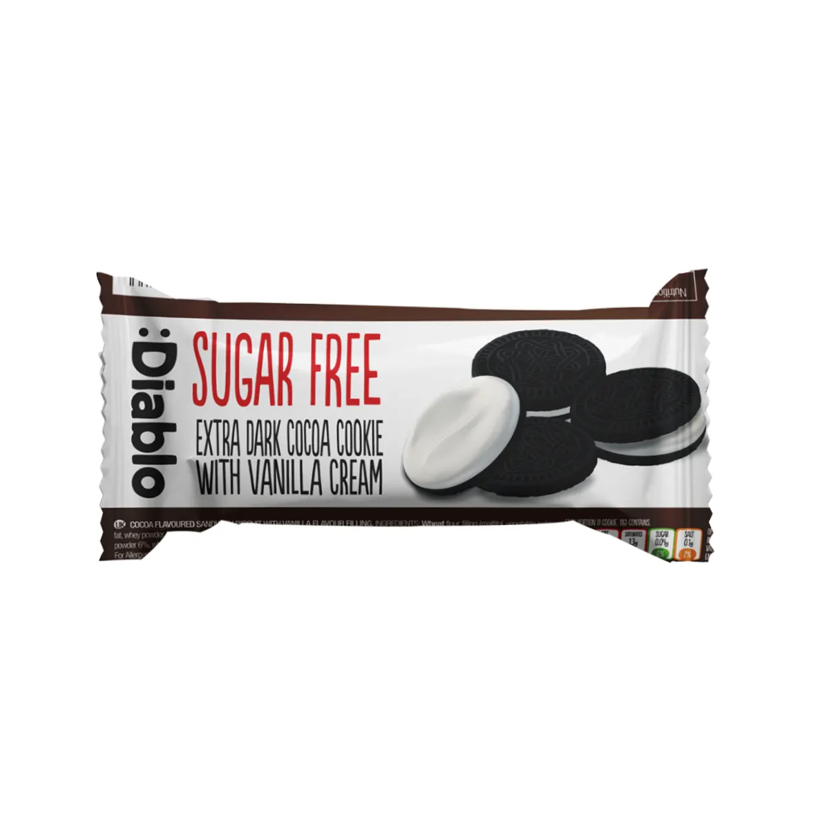 Diablo Extra Dark Cocoa Cookie With Vanilla Cream Sugar Free 44gm