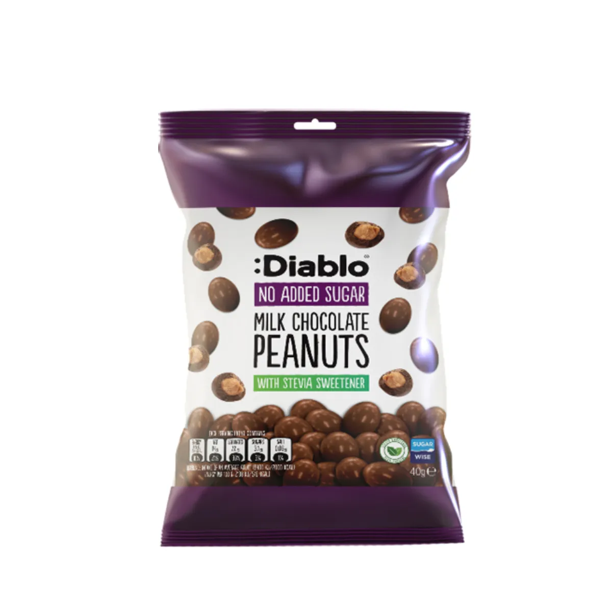 Diablo Milk Chocolate Peanuts No Added Sugar 40gm