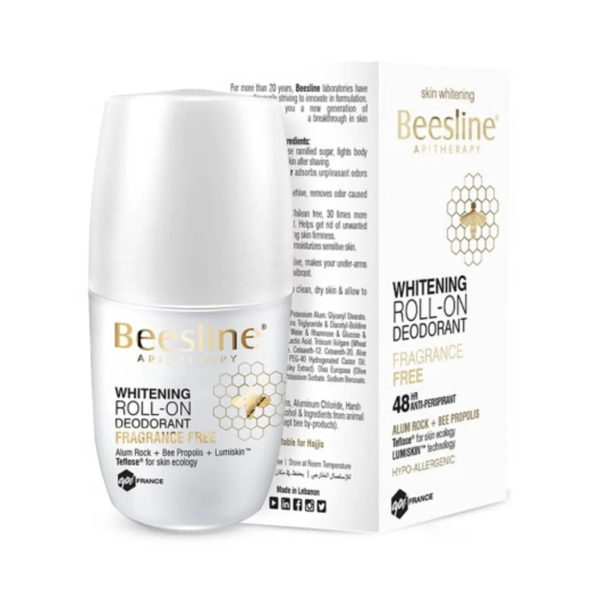 Beesline Whitening Roll-On Deodorant Fragrance Free 50ml