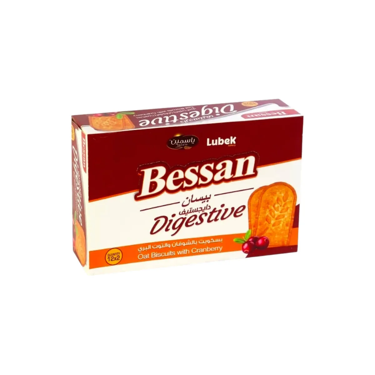 Bessan Digestive Oat Biscuits With Cranberry 12x33g