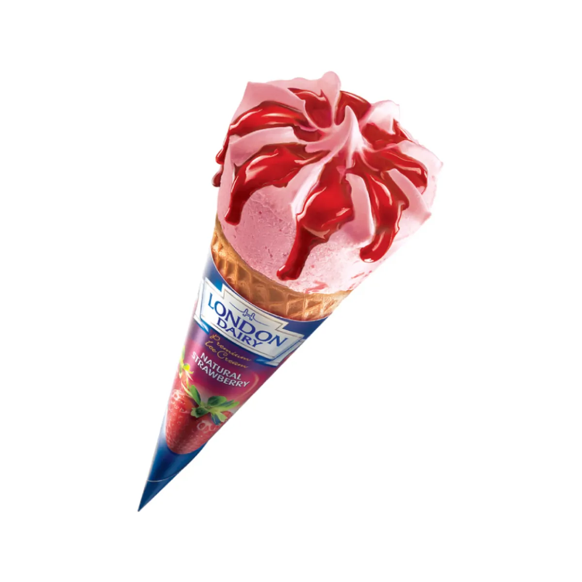 London Dairy Strawberry Ice Cream Cone 120ml