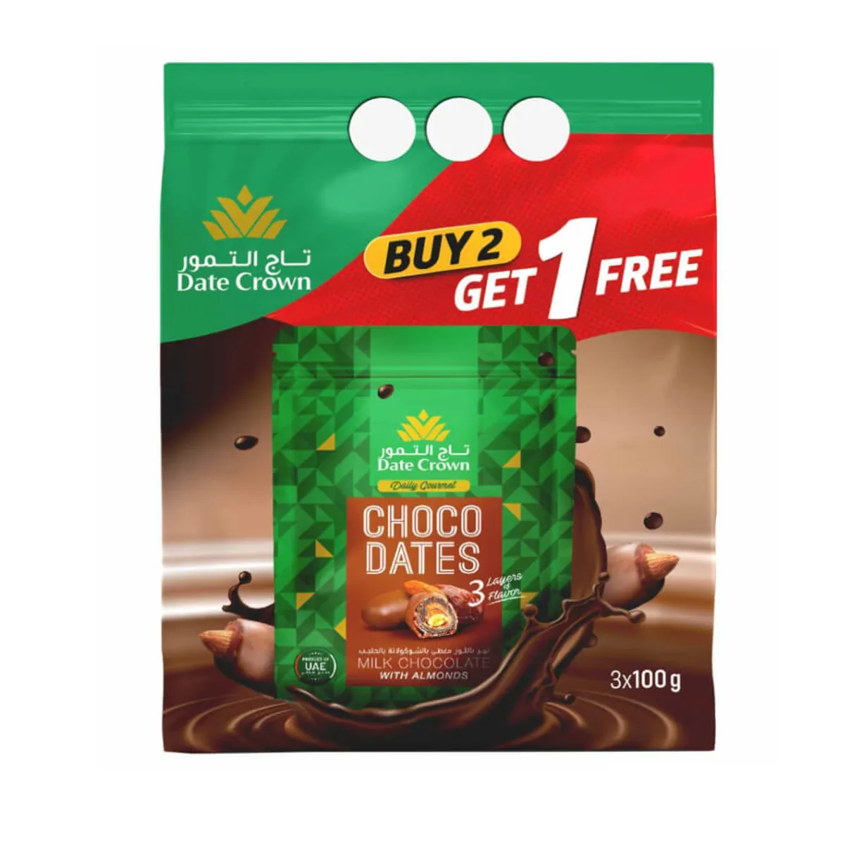 Date Crown Chocolate Dates 3x100Gm