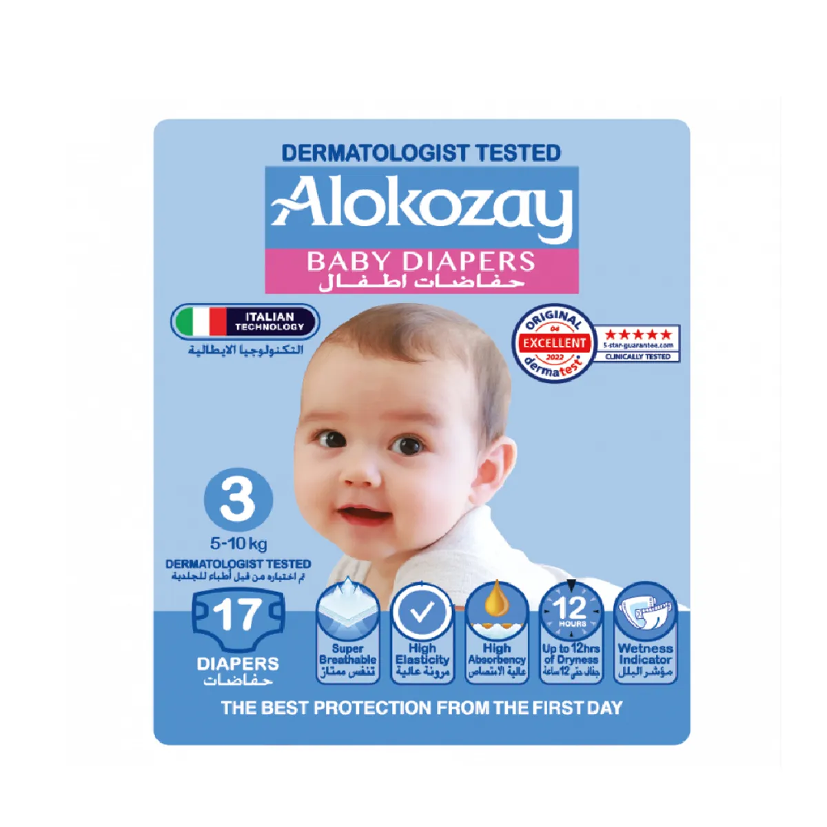 Alokozay Premium Baby Diaper Size-3 17's