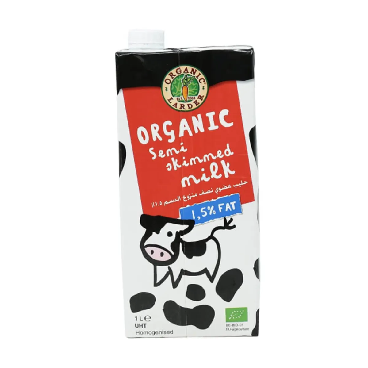 Organic Larder Semi Skimmed Milk With 1.5% Fat 1L