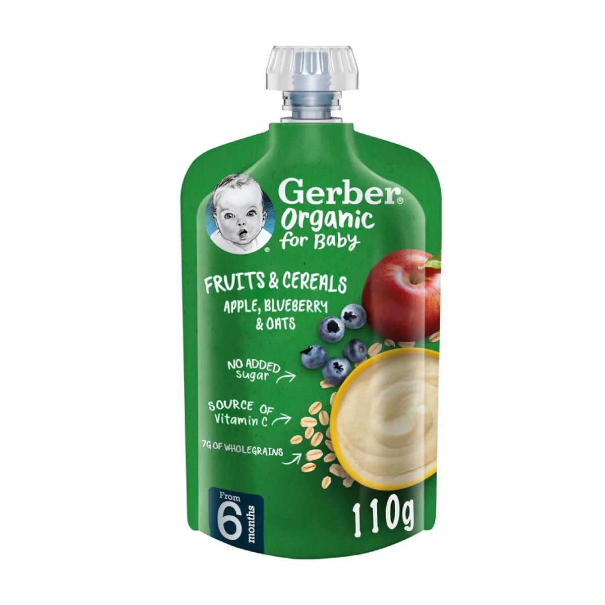 Gerber Organic Apple Blueberry and Oats 110gm
