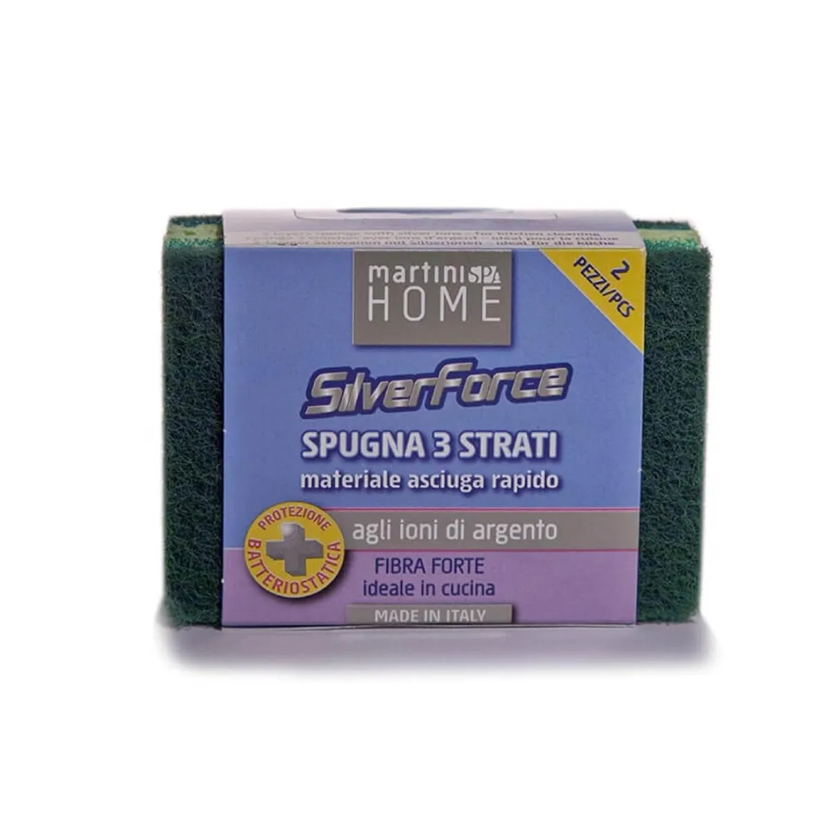 Martini Home 3 Layers Sponge With Fiber Silver Force 2 Pieces