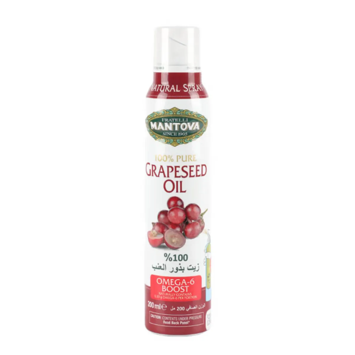 Mantova 100% Pure Grapeseed Oil Spray Omega 6 Boost 200ml