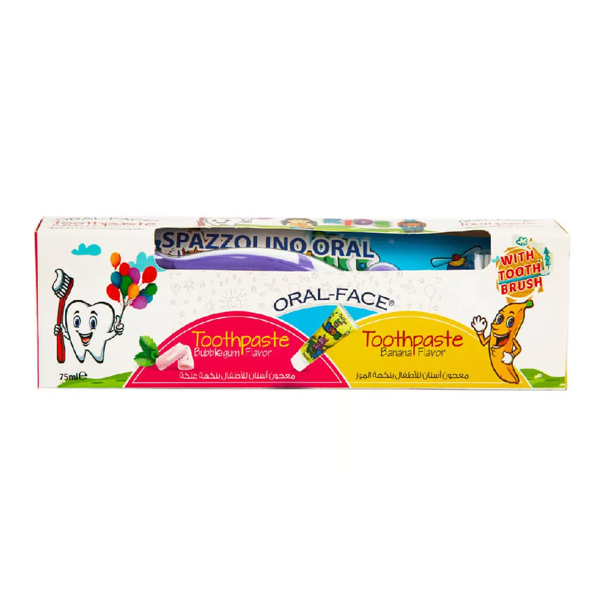 Oral Face Bubble Gum Flavoured Banana Toothpaste 75ml +Toothbrush