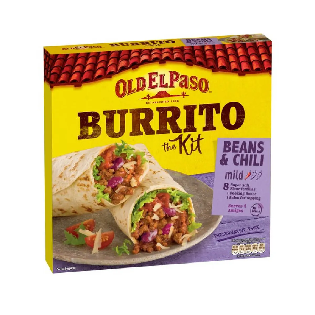 Old El Paso Mexican Beans & Chili Mild Burrito Kit 620gm