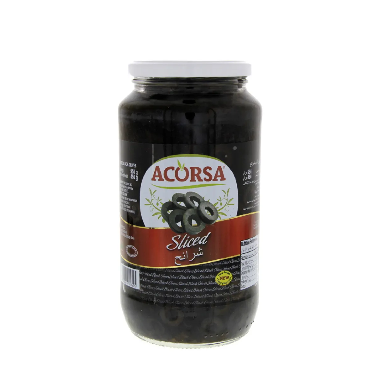 Acorsa Olives Black Sliced Jar 450G