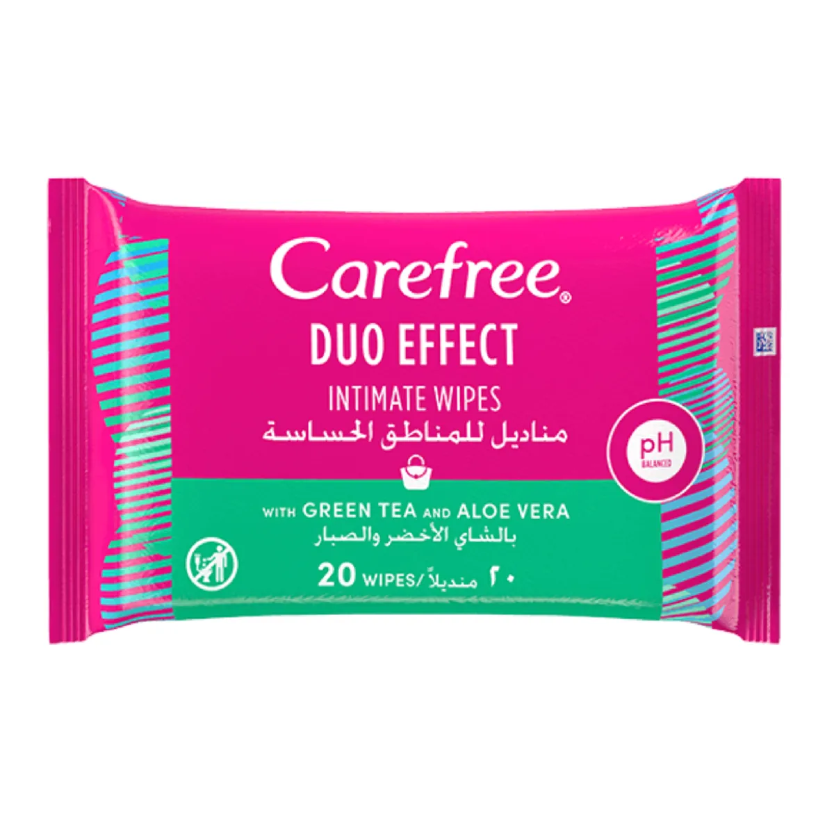 Carefree Intimate Wipes Green Tea+Aloe Vera 20's