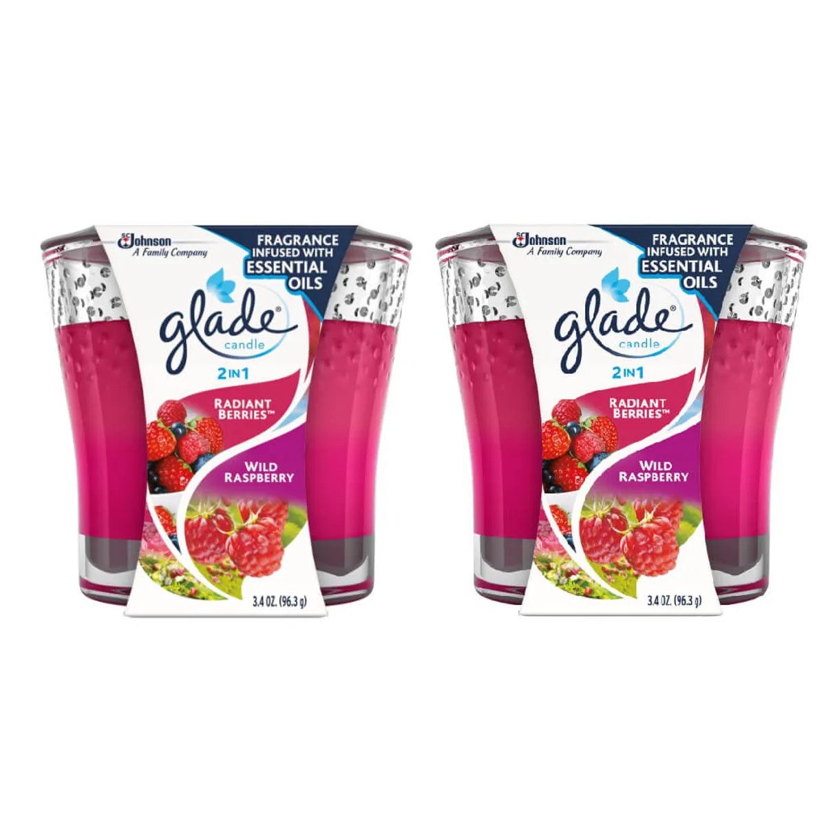Glade Candle 2in1 Radiant Berries + Wild Berries Air Freshener 2x96.3Gm